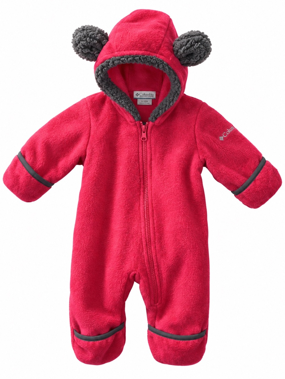 Columbia Pink Fleece Hooded Onesie with Ears – 0–3 Months